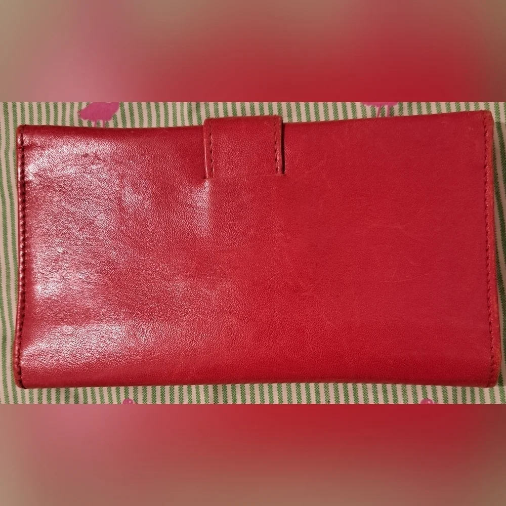 Vintage Sterling Red Incredibly Soft Sheepskin Trifold Wallet Billfold Clutch